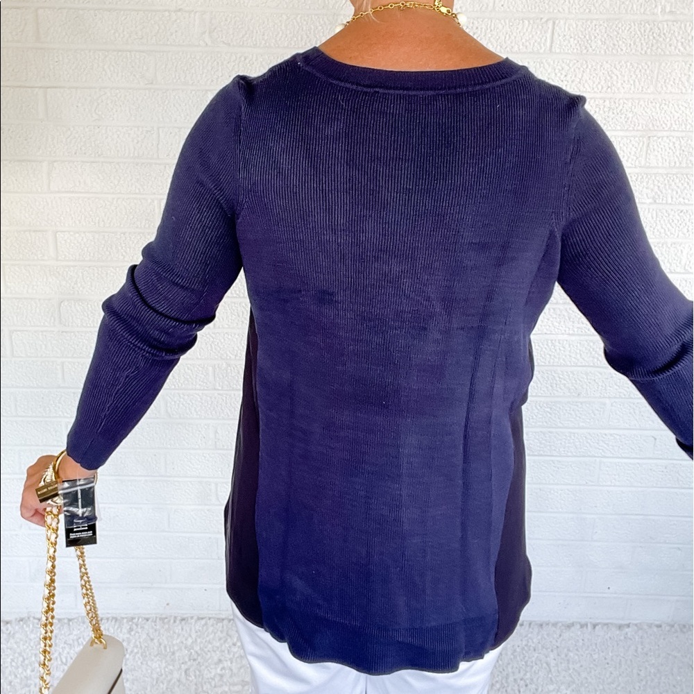 INC Navy Blue Side Lace Sweater NWT - XS - Picture 3 of 8